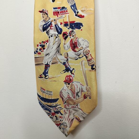 Paul Fredrick 100% Silk Tie Baseball Theme Printed in Italy - Picture 1 of 7